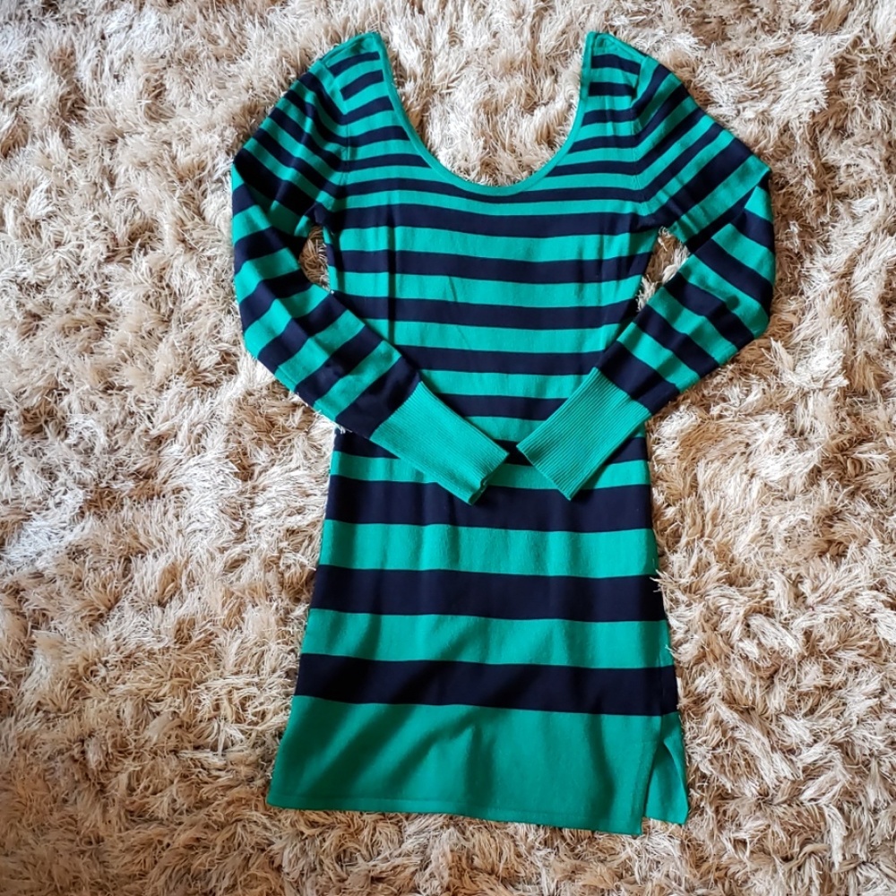 DEREK HEART M navy & teal sweater dress/tunic
